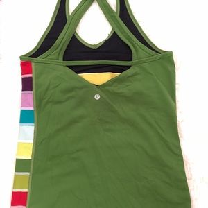 Lululemon unique green multi colour yoga top